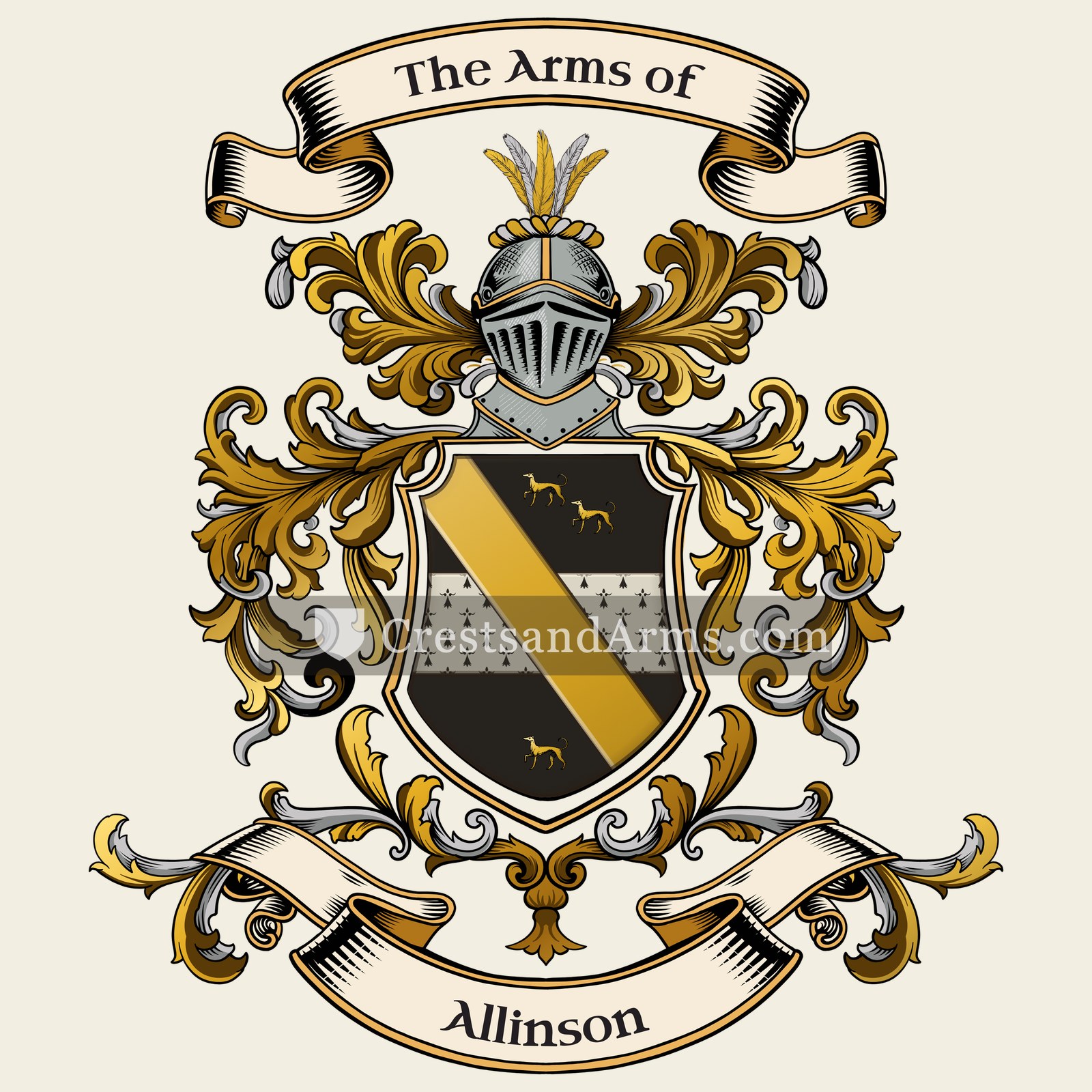 The Allinson coat of arms, drawn from the recorded blazon