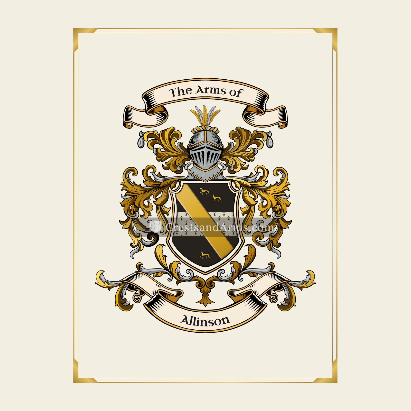 With gold border