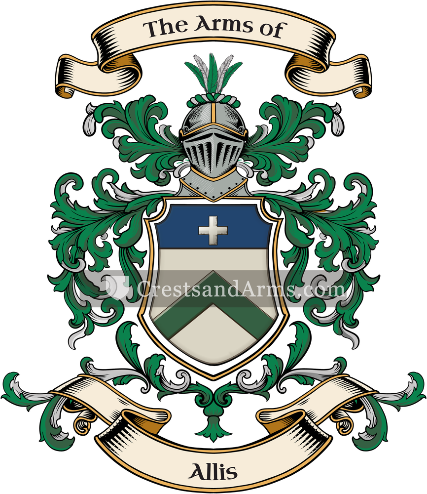 The Allis coat of arms, drawn from the recorded blazon