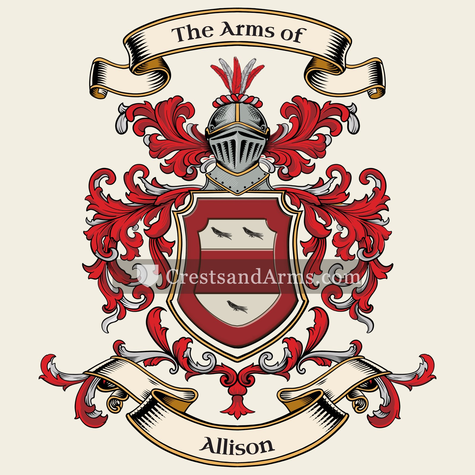 The Allison coat of arms, drawn from the recorded blazon