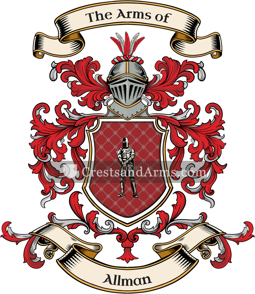 The Allman coat of arms, drawn from the recorded blazon