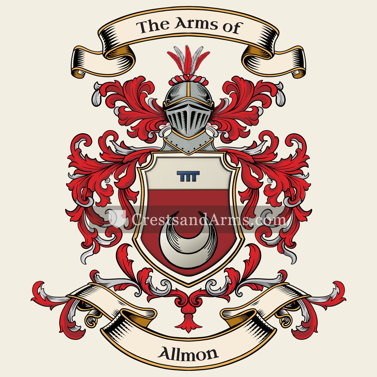 The Allmon coat of arms, drawn from the recorded blazon