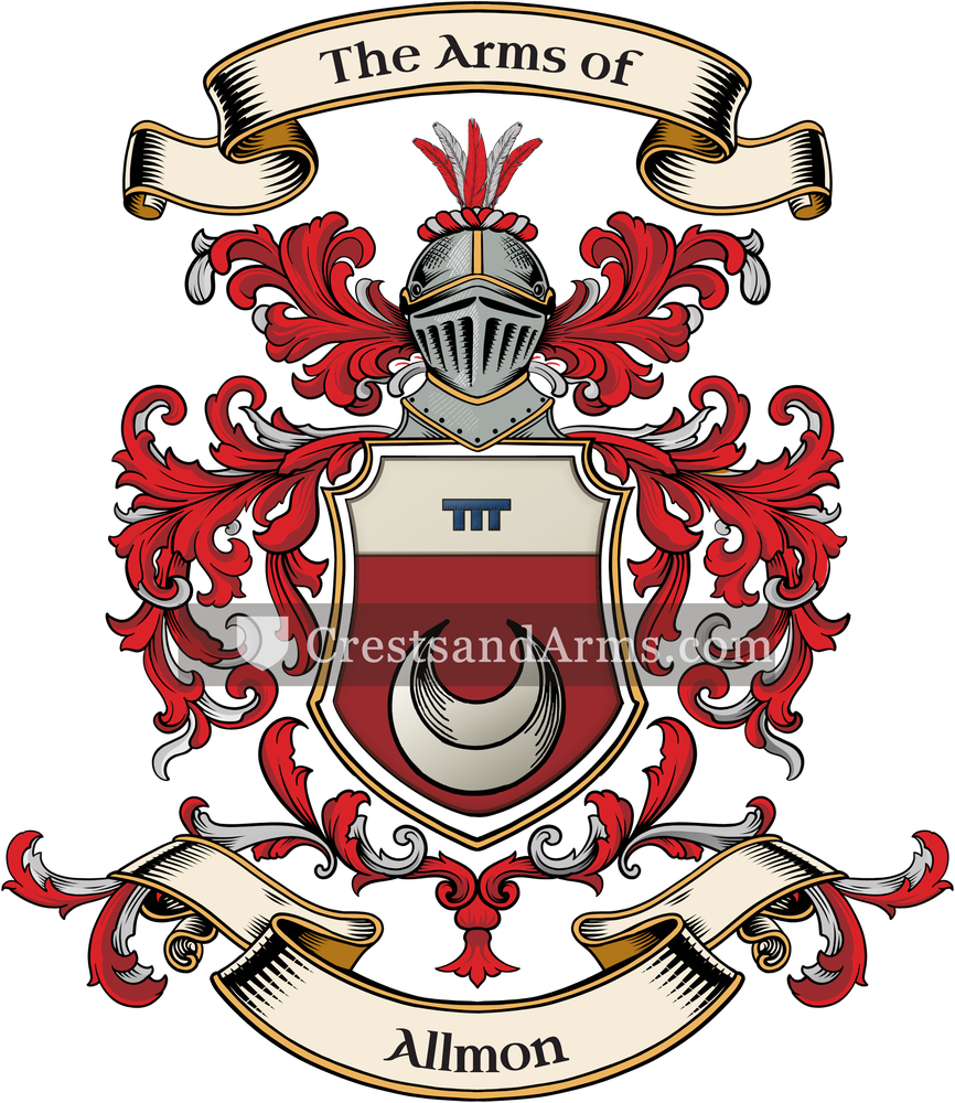The Allmon coat of arms, drawn from the recorded blazon