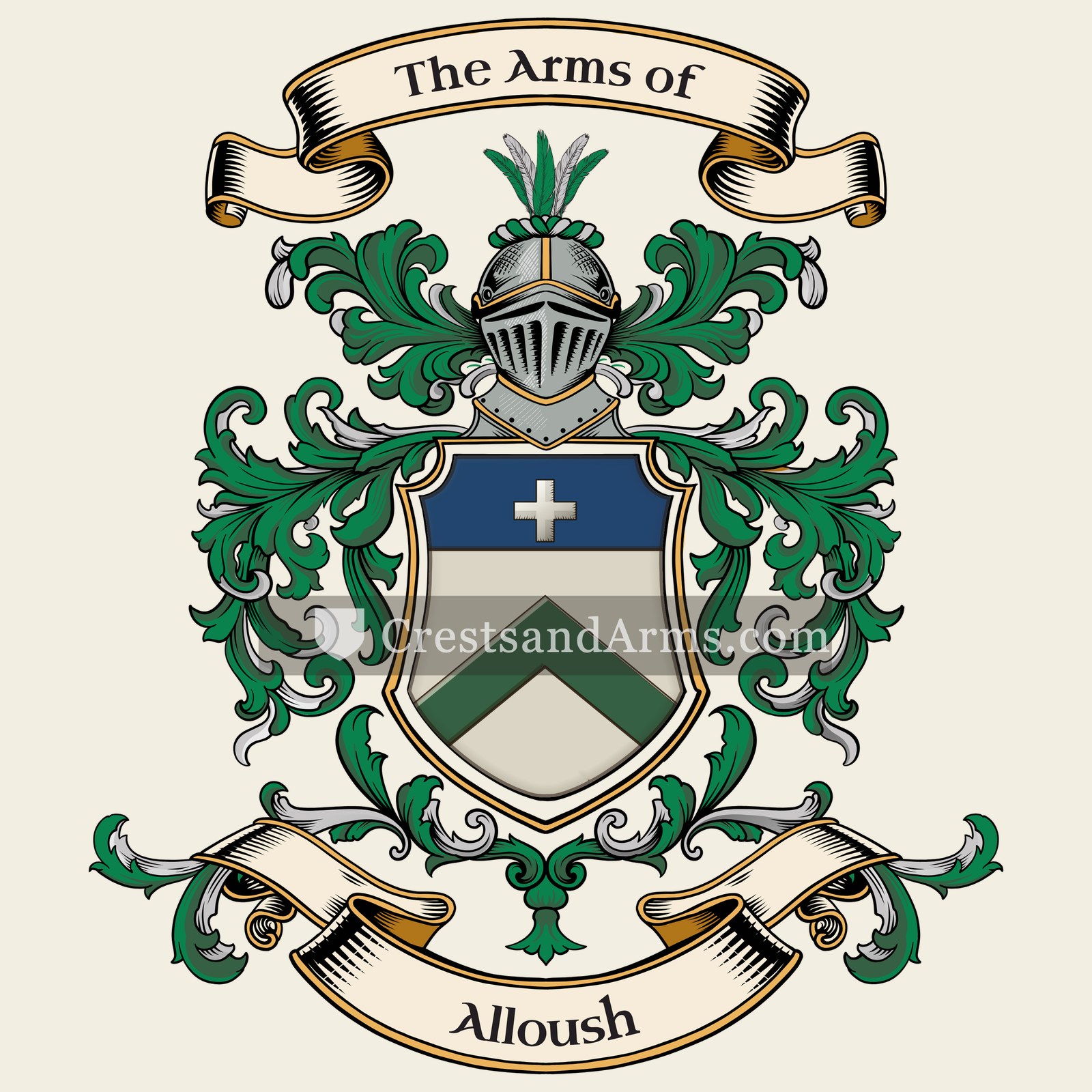 The Alloush coat of arms, drawn from the recorded blazon