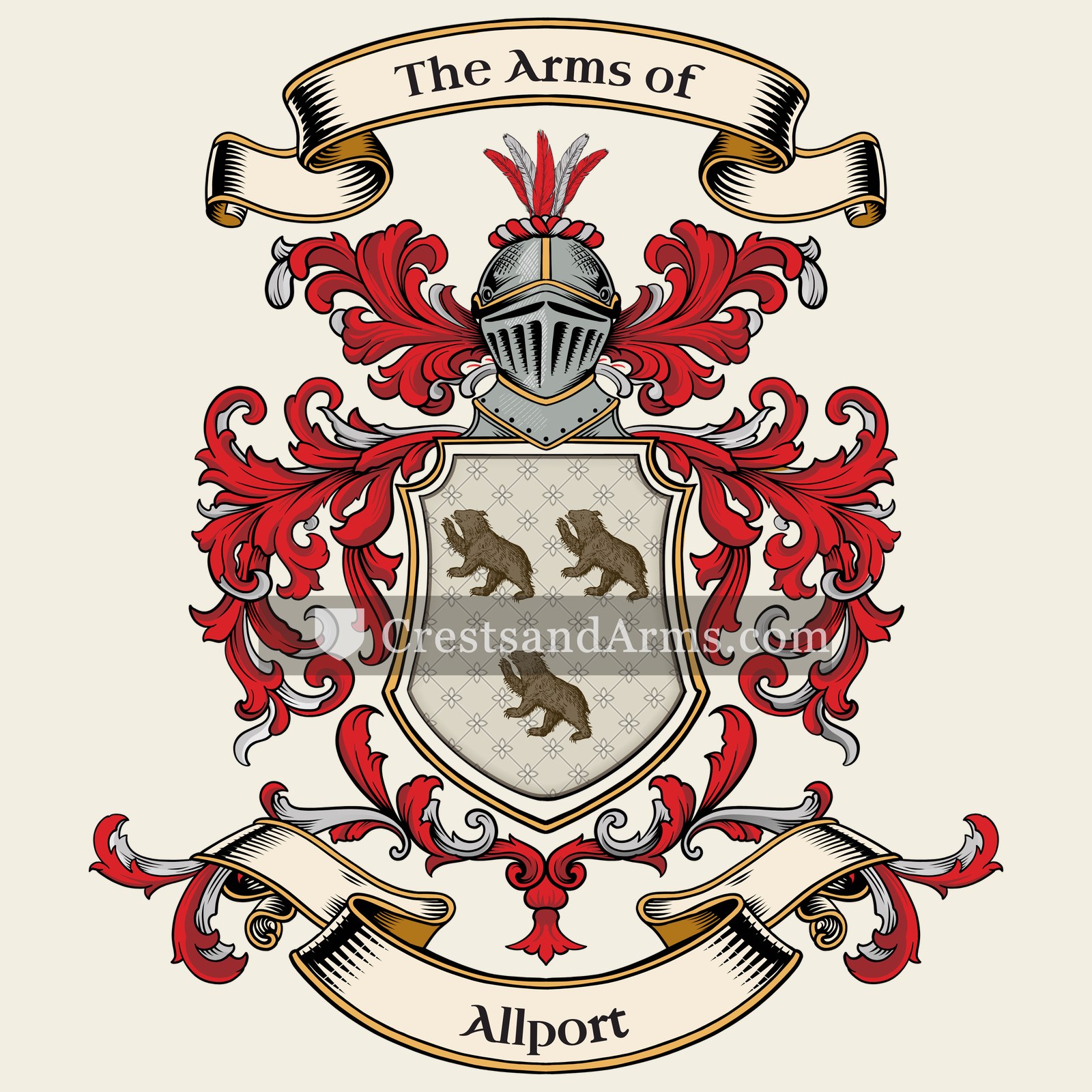 The Allport coat of arms, drawn from the recorded blazon