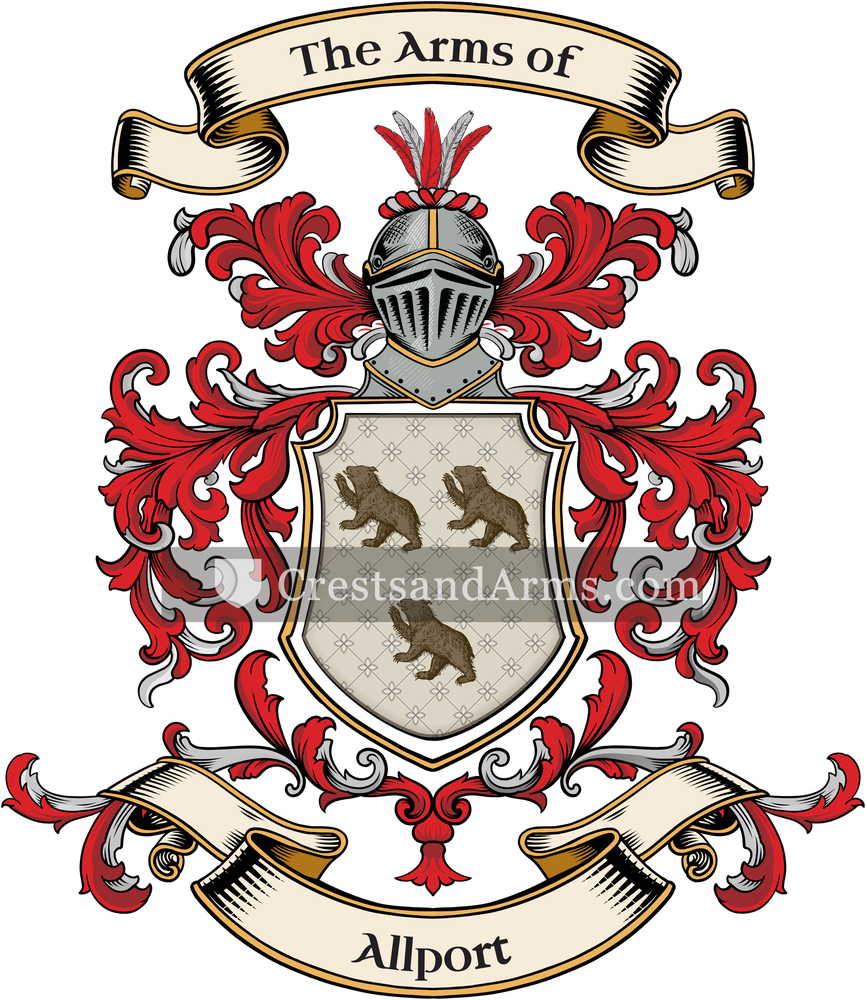 The Allport coat of arms, drawn from the recorded blazon