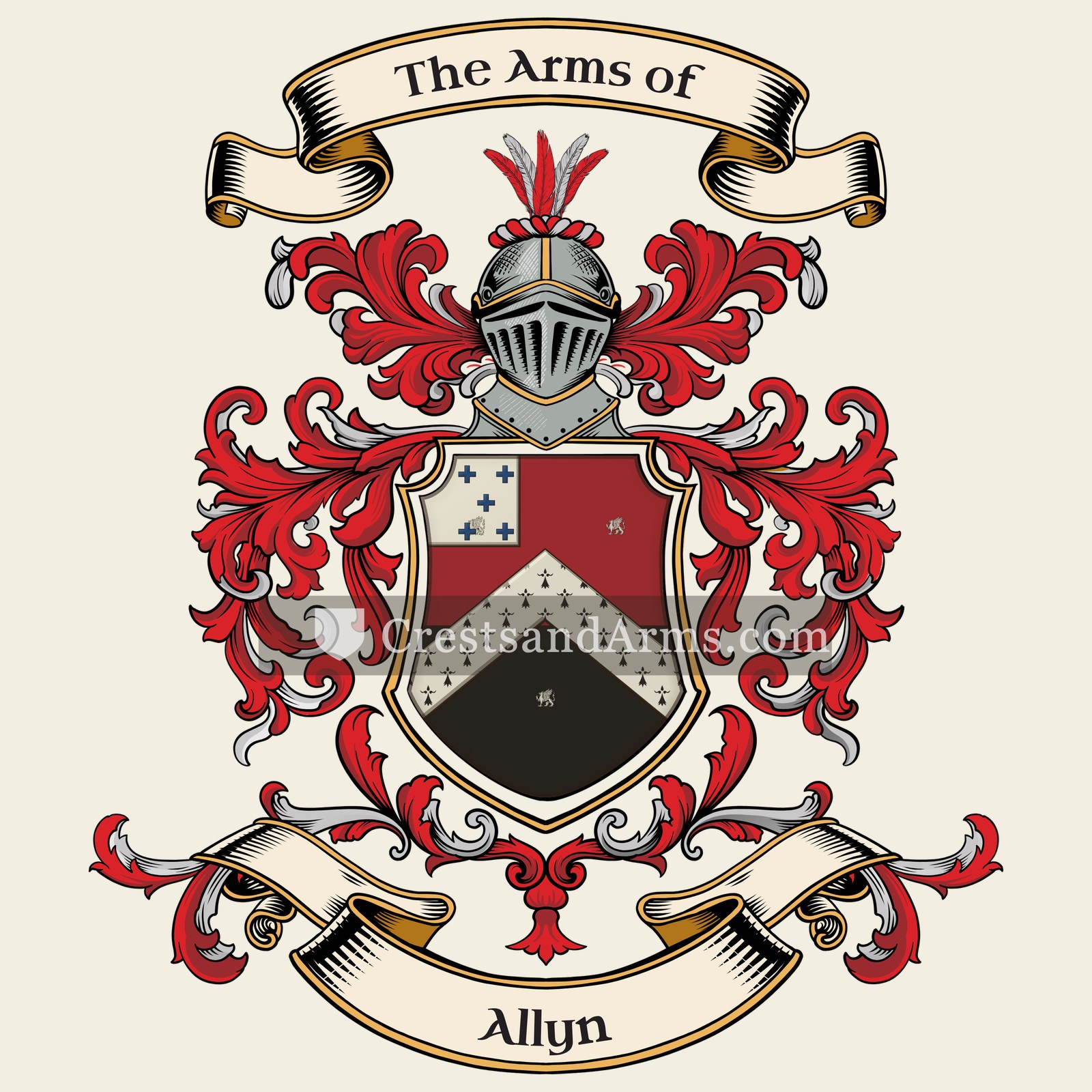 The Allyn coat of arms, drawn from the recorded blazon