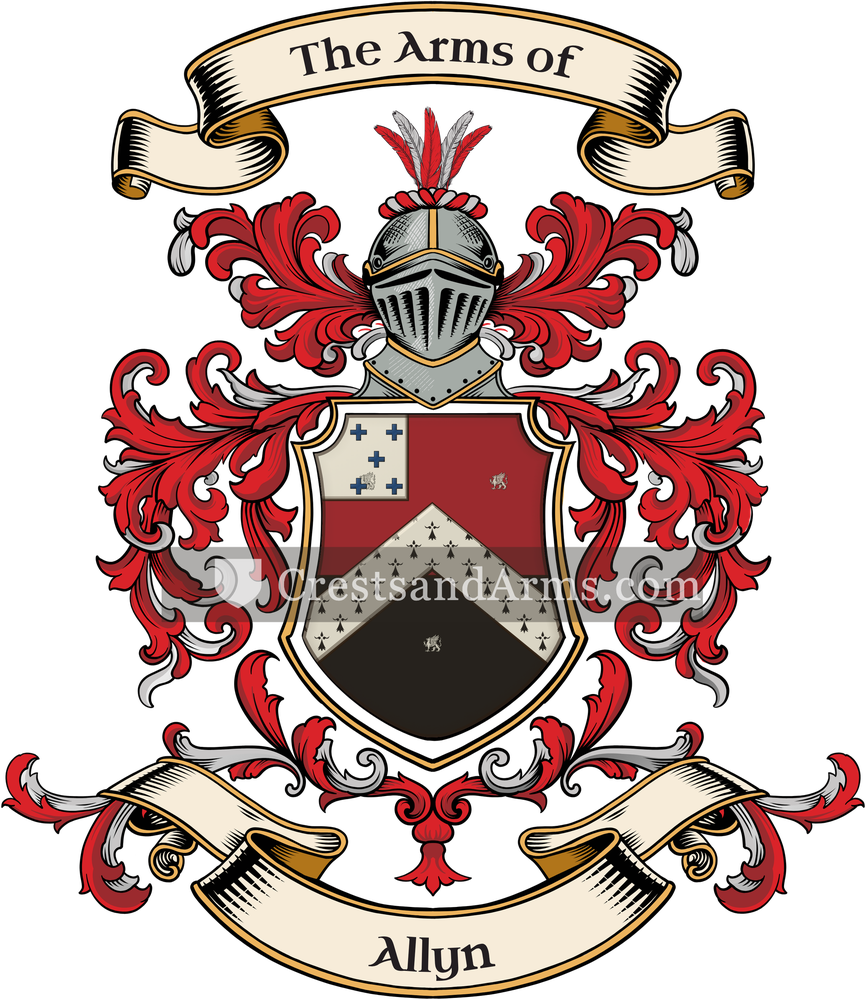 The Allyn coat of arms, drawn from the recorded blazon