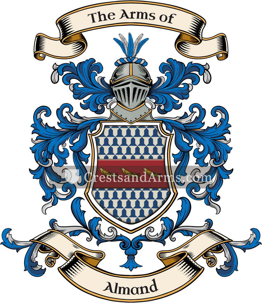 The Almand coat of arms, drawn from the recorded blazon