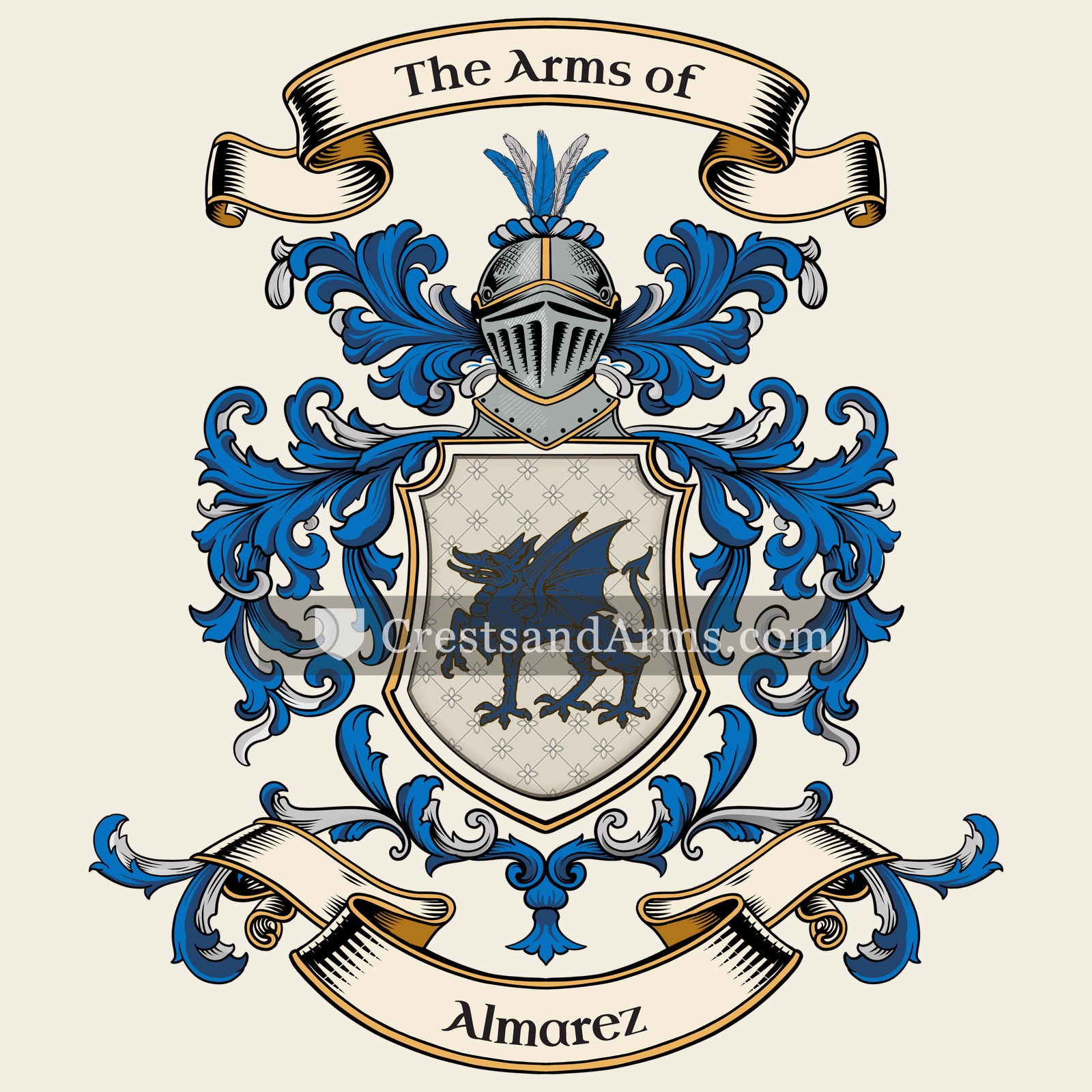 The Almarez coat of arms, drawn from the recorded blazon