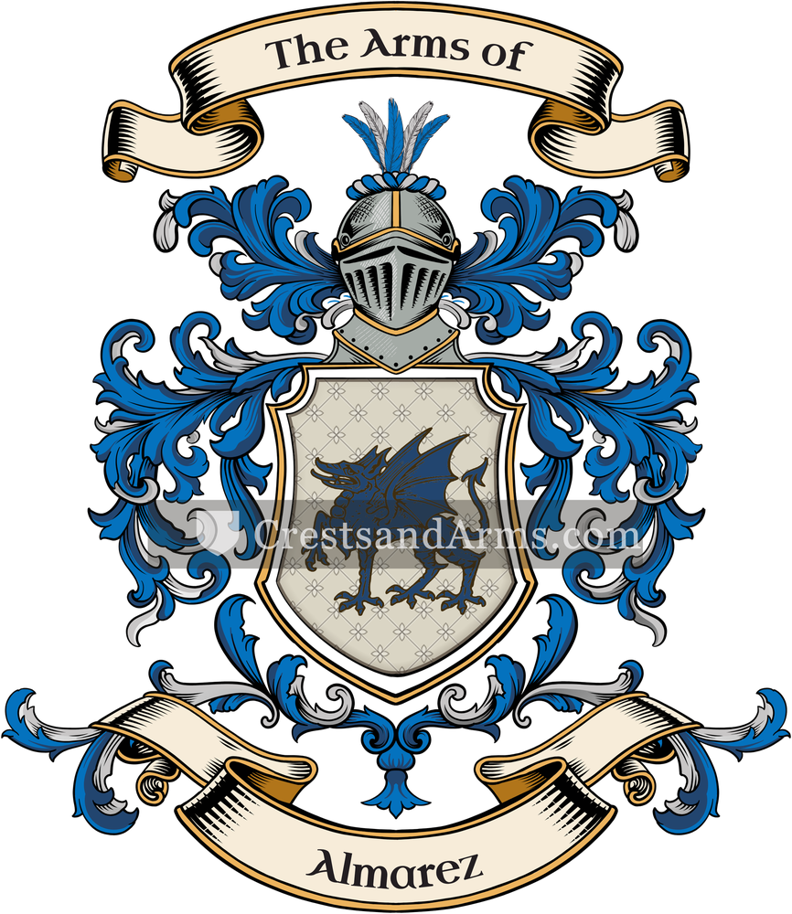 The Almarez coat of arms, drawn from the recorded blazon