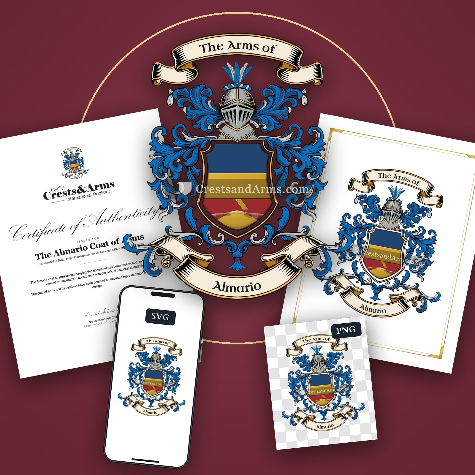 The Almario arms on the coat of arms — digital pack