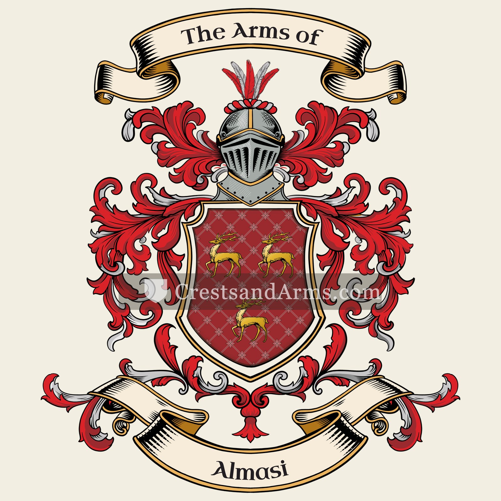 The Almasi coat of arms, drawn from the recorded blazon