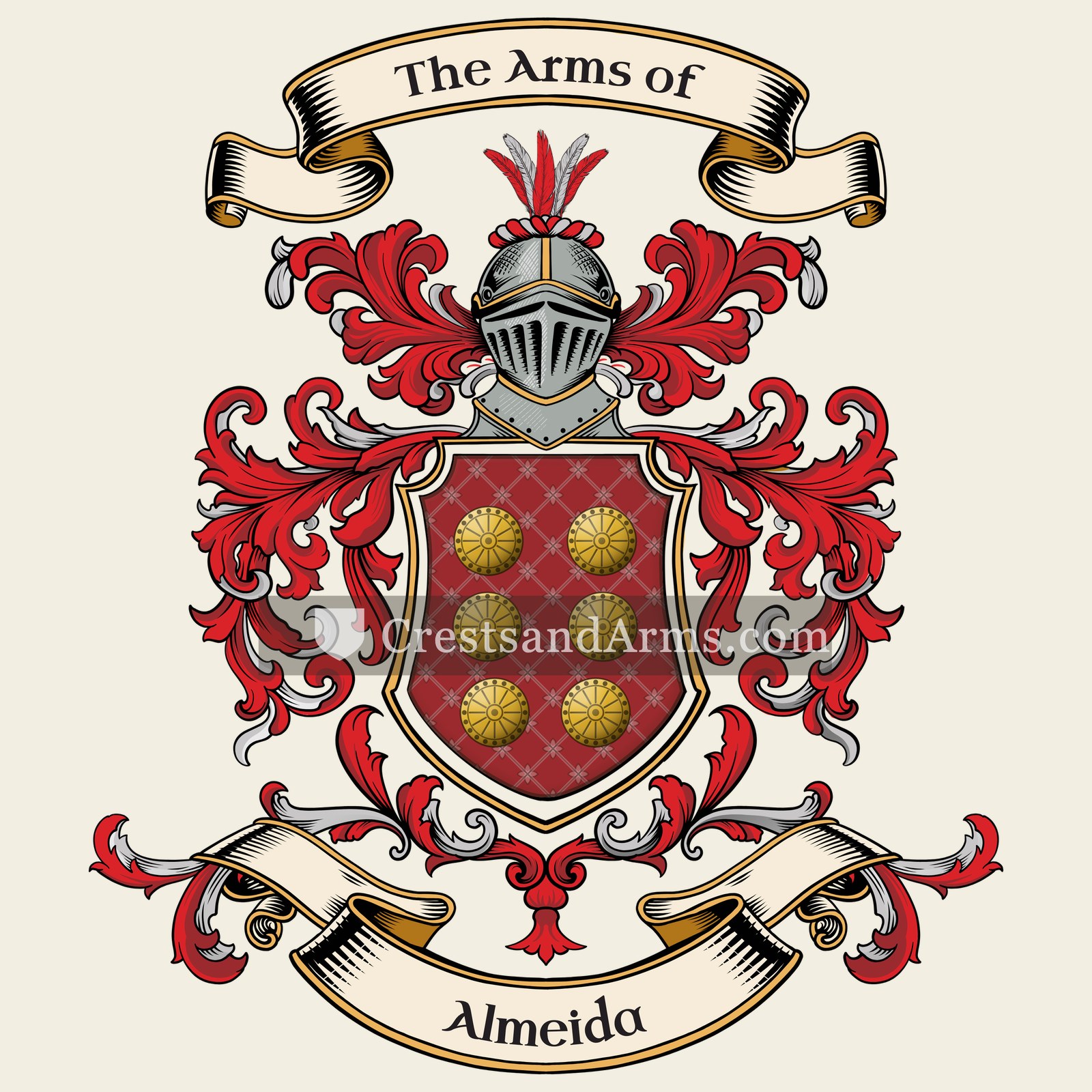 The Almeida coat of arms, drawn from the recorded blazon