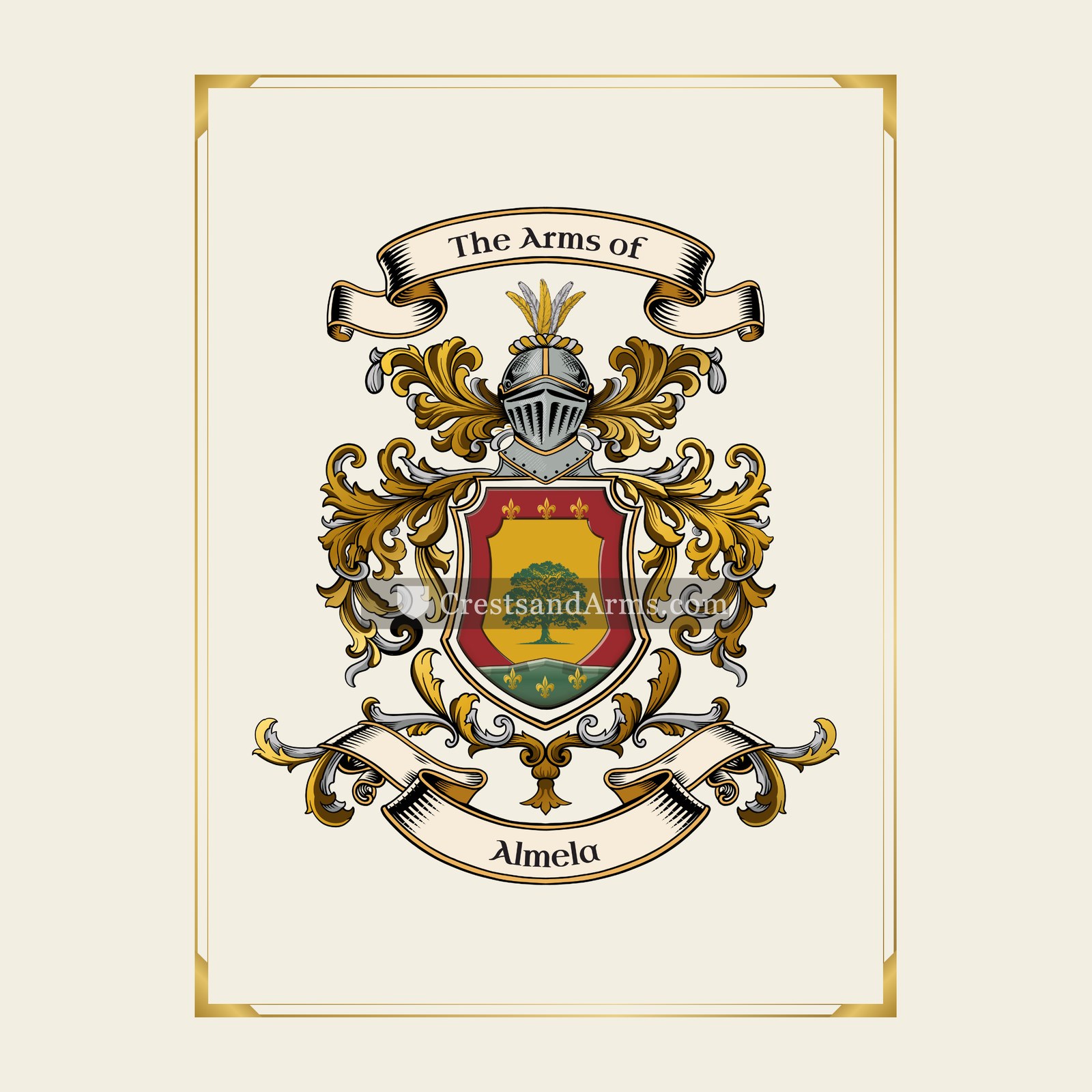 With gold border