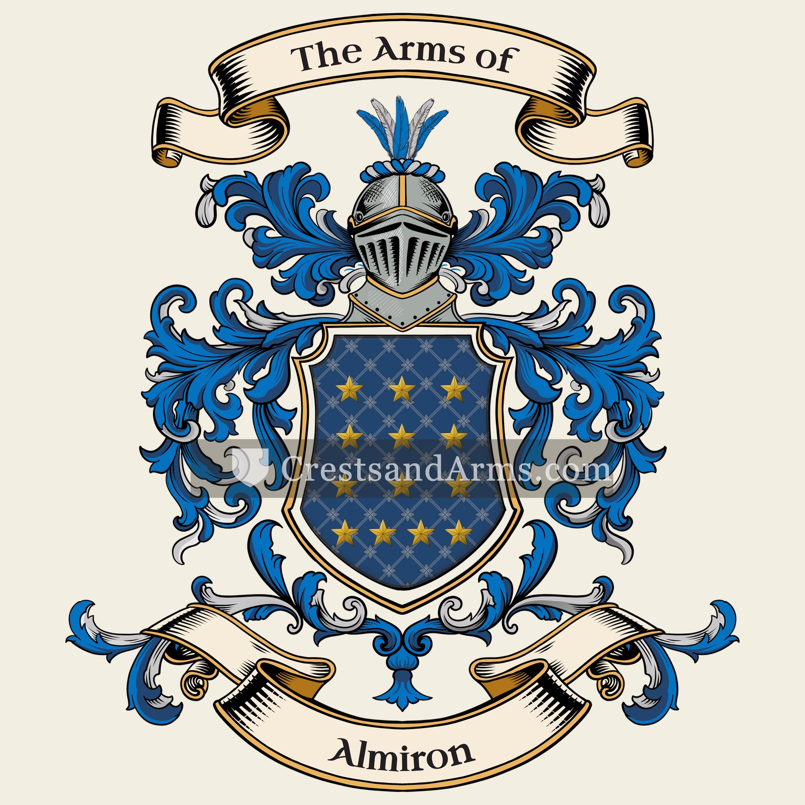 The Almiron coat of arms, drawn from the recorded blazon