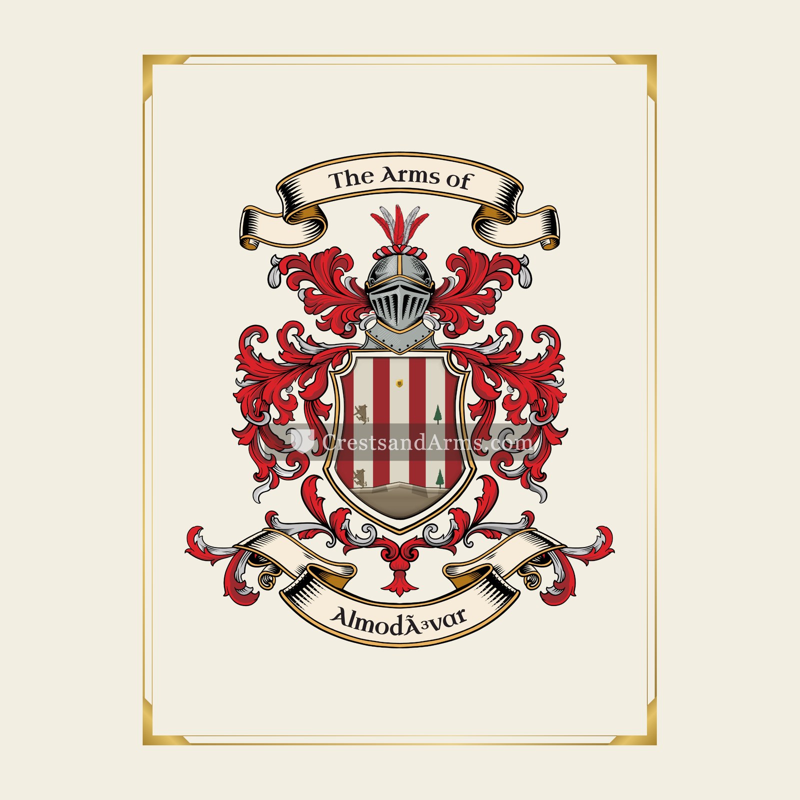 With gold border