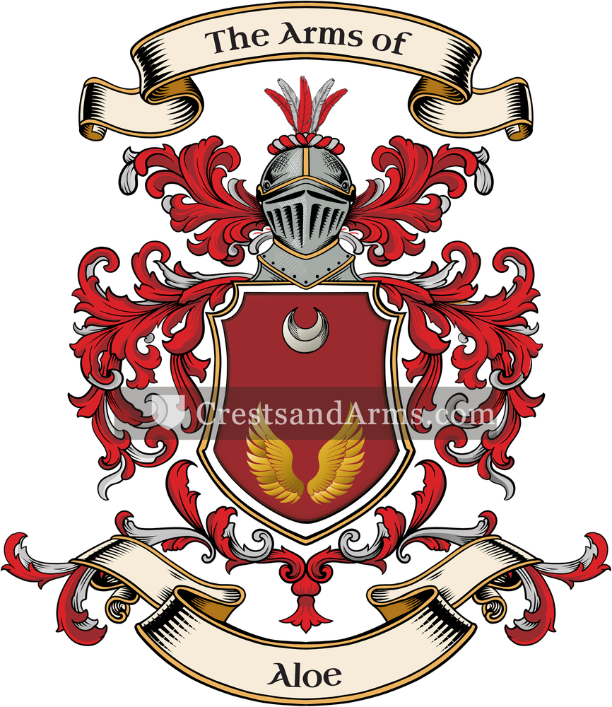 The Aloe coat of arms, drawn from the recorded blazon