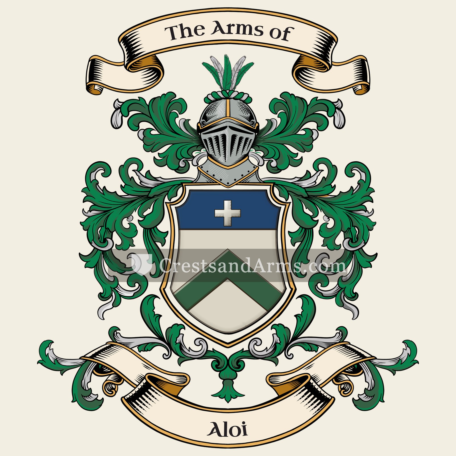 The Aloi coat of arms, drawn from the recorded blazon