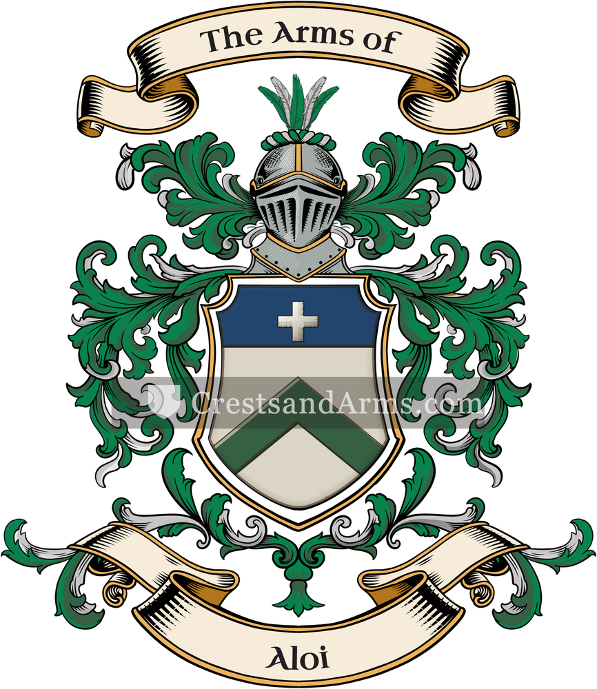 The Aloi coat of arms, drawn from the recorded blazon
