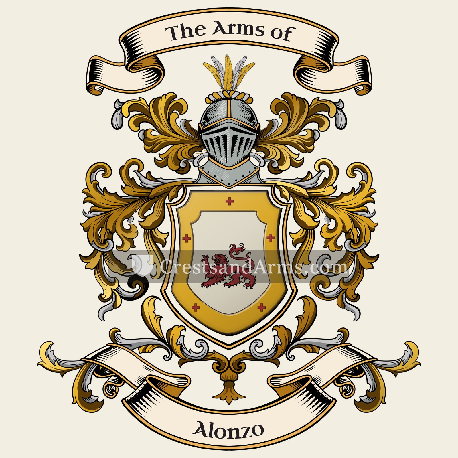 The Alonzo coat of arms, drawn from the recorded blazon