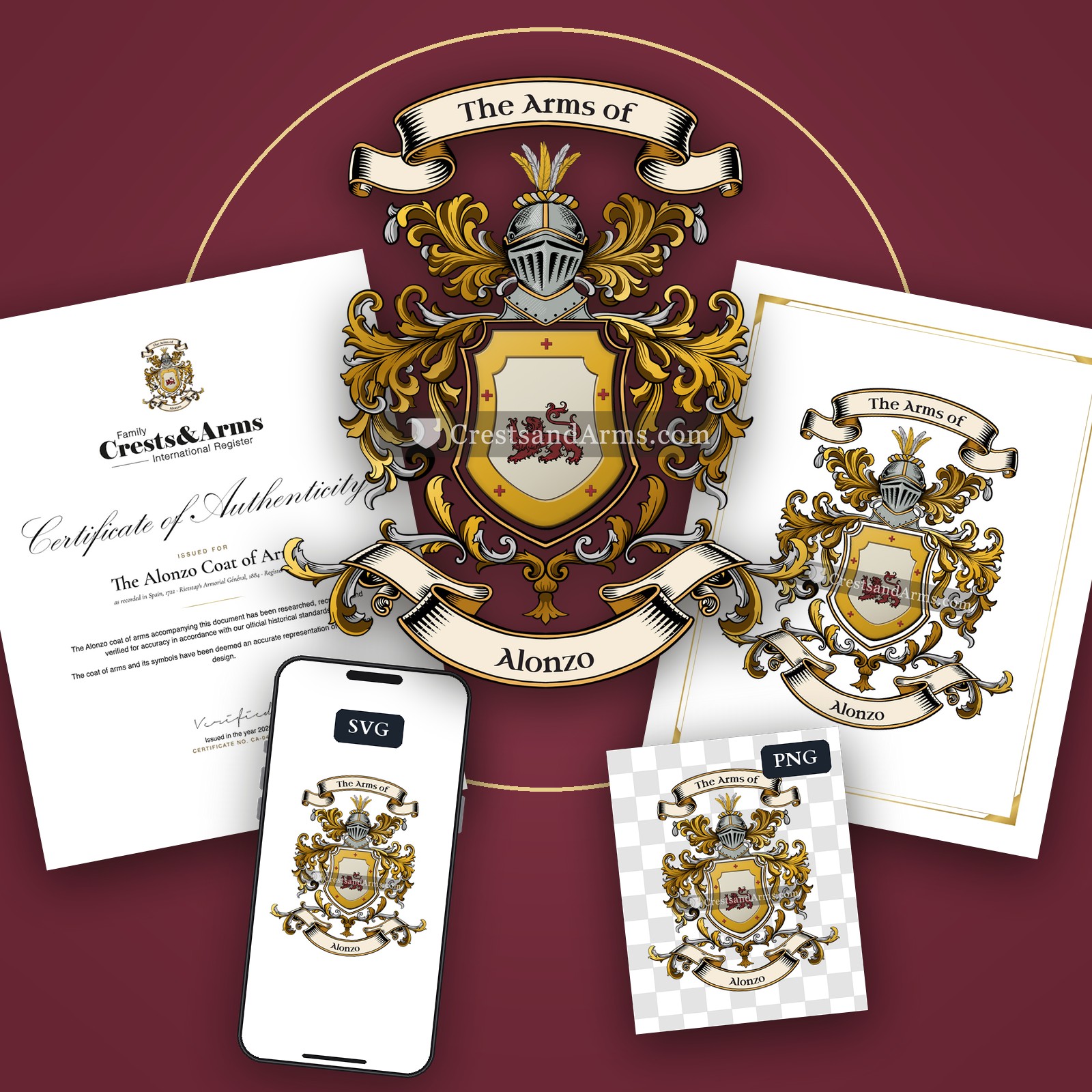 The Alonzo arms on the coat of arms — digital pack