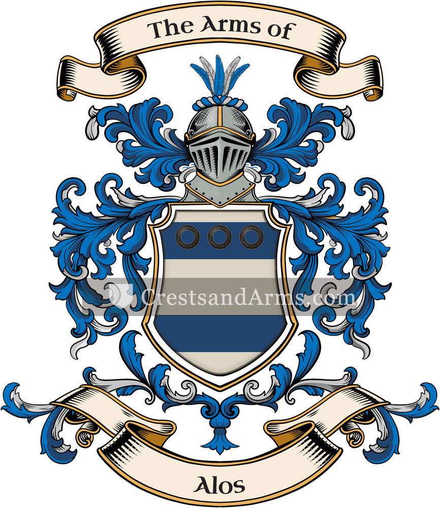 The Alos coat of arms, drawn from the recorded blazon