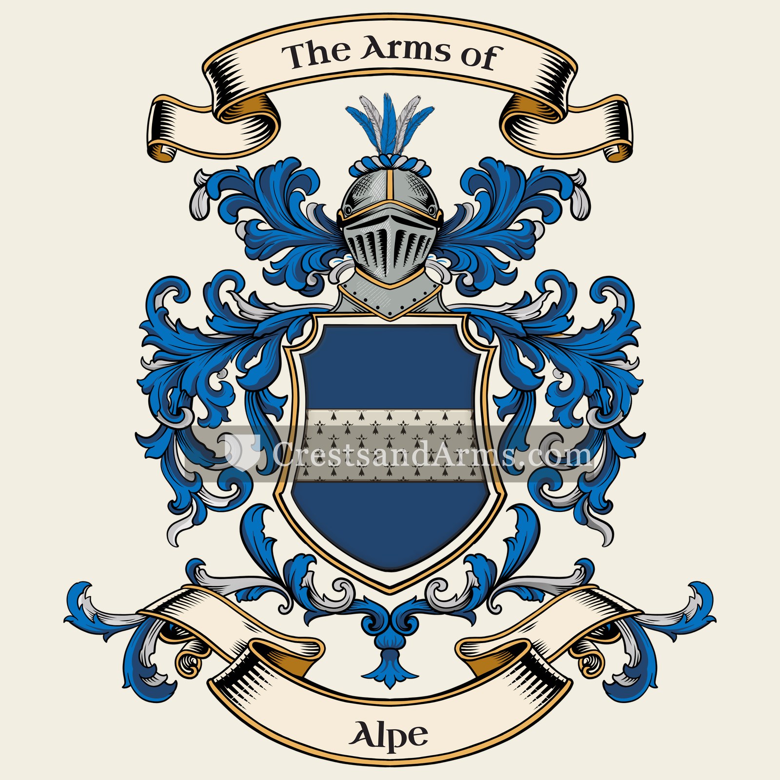 The Alpe coat of arms, drawn from the recorded blazon