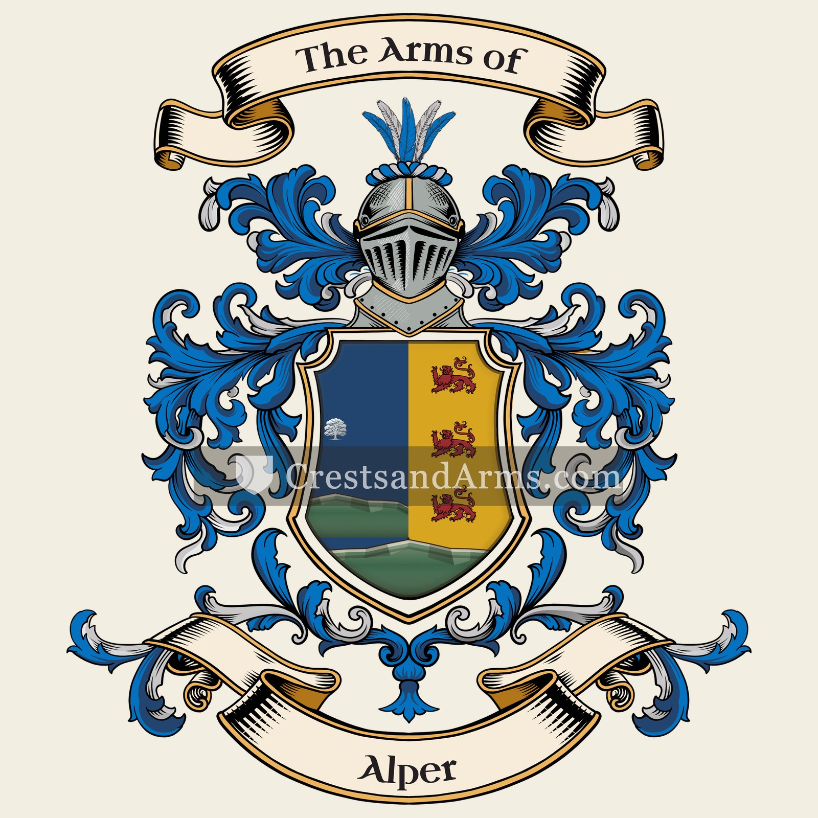 The Alper coat of arms, drawn from the recorded blazon