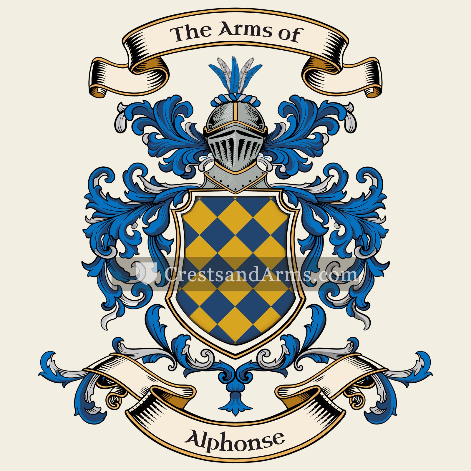The Alphonse coat of arms, drawn from the recorded blazon
