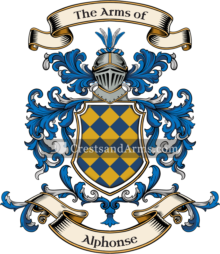 The Alphonse coat of arms, drawn from the recorded blazon