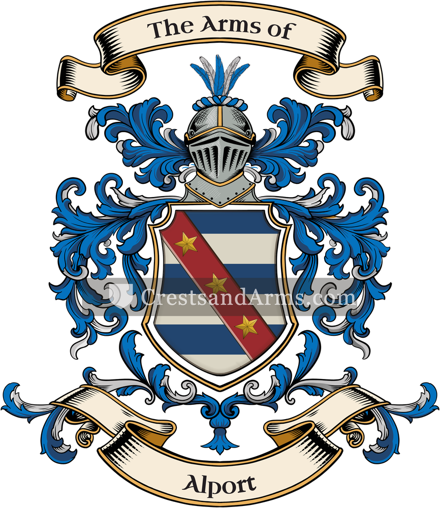 The Alport coat of arms, drawn from the recorded blazon