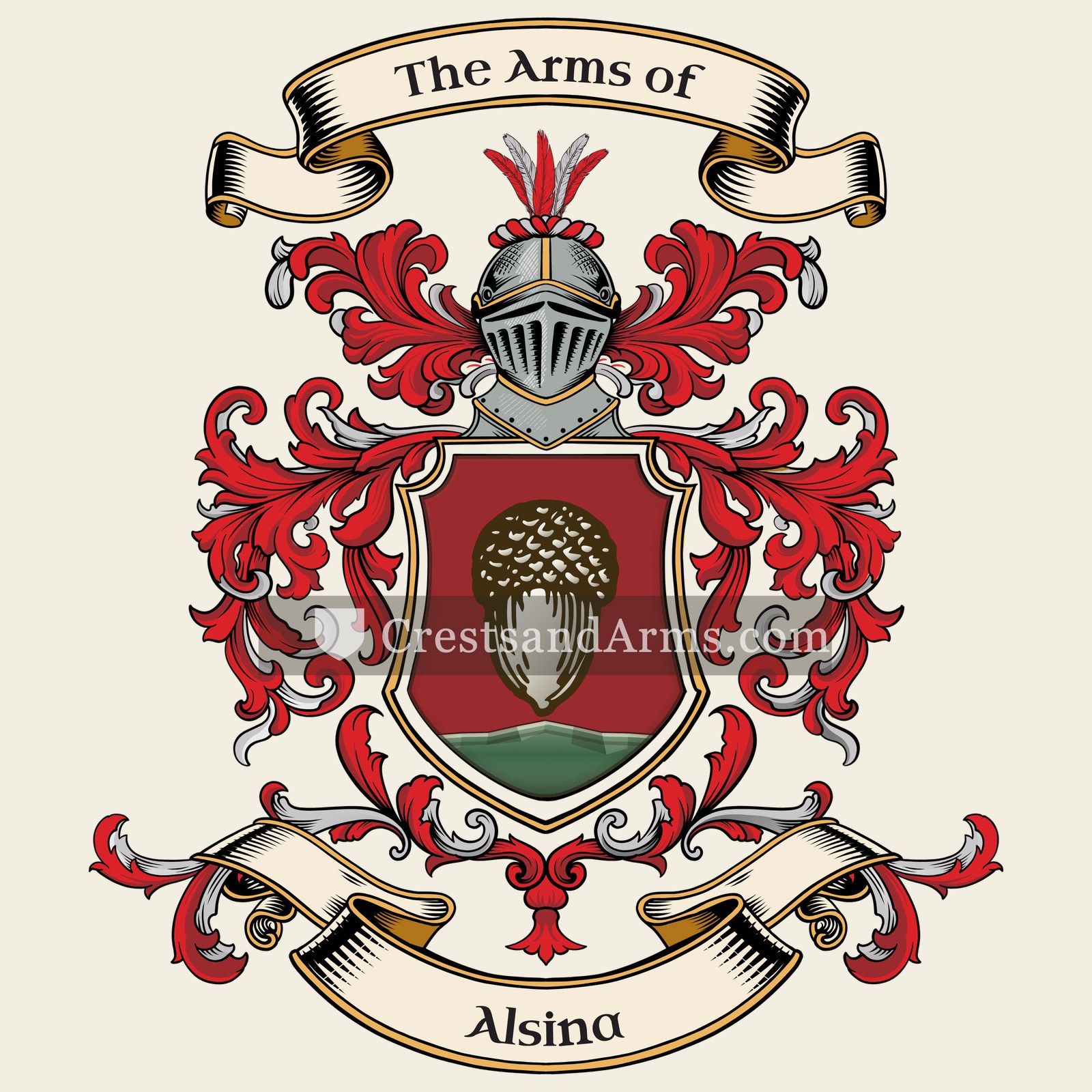 The Alsina coat of arms, drawn from the recorded blazon