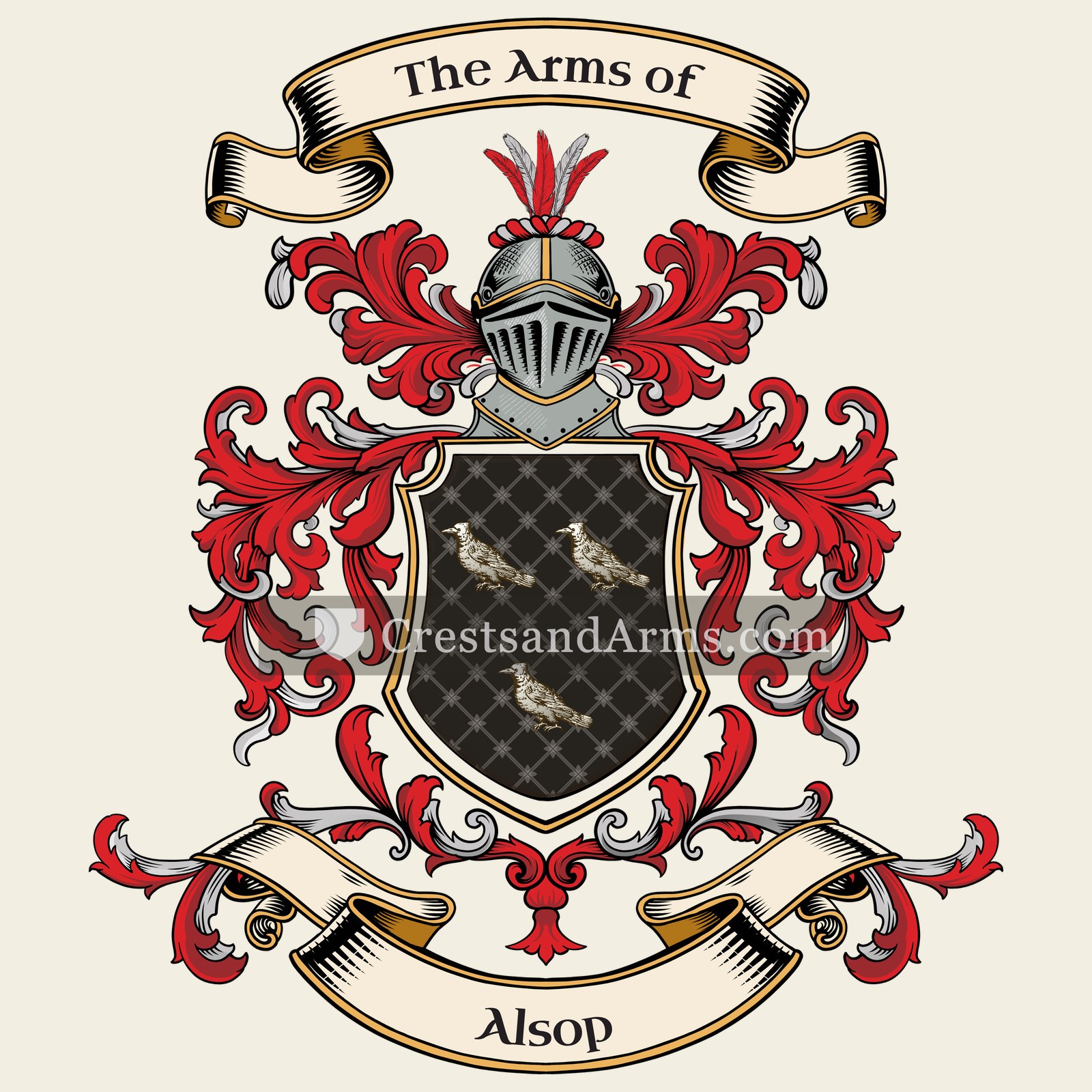 The Alsop coat of arms, drawn from the recorded blazon
