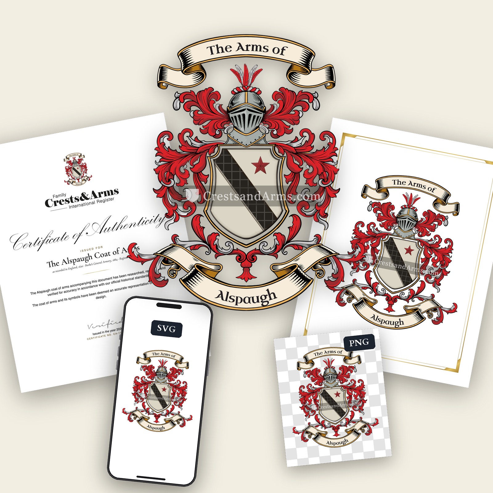 The Alspaugh arms on the coat of arms — digital pack