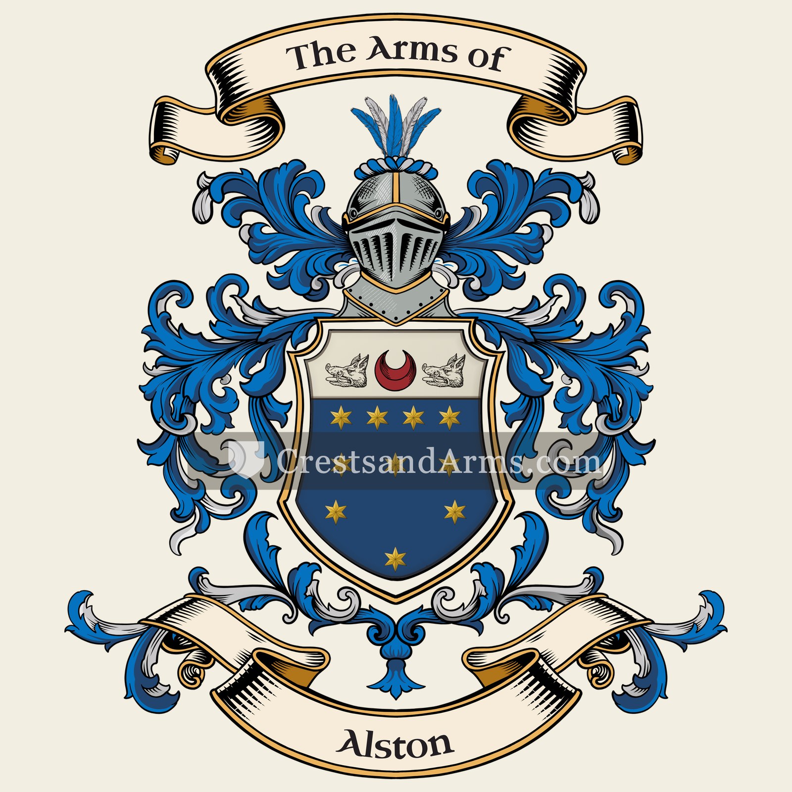 The Alston coat of arms, drawn from the recorded blazon