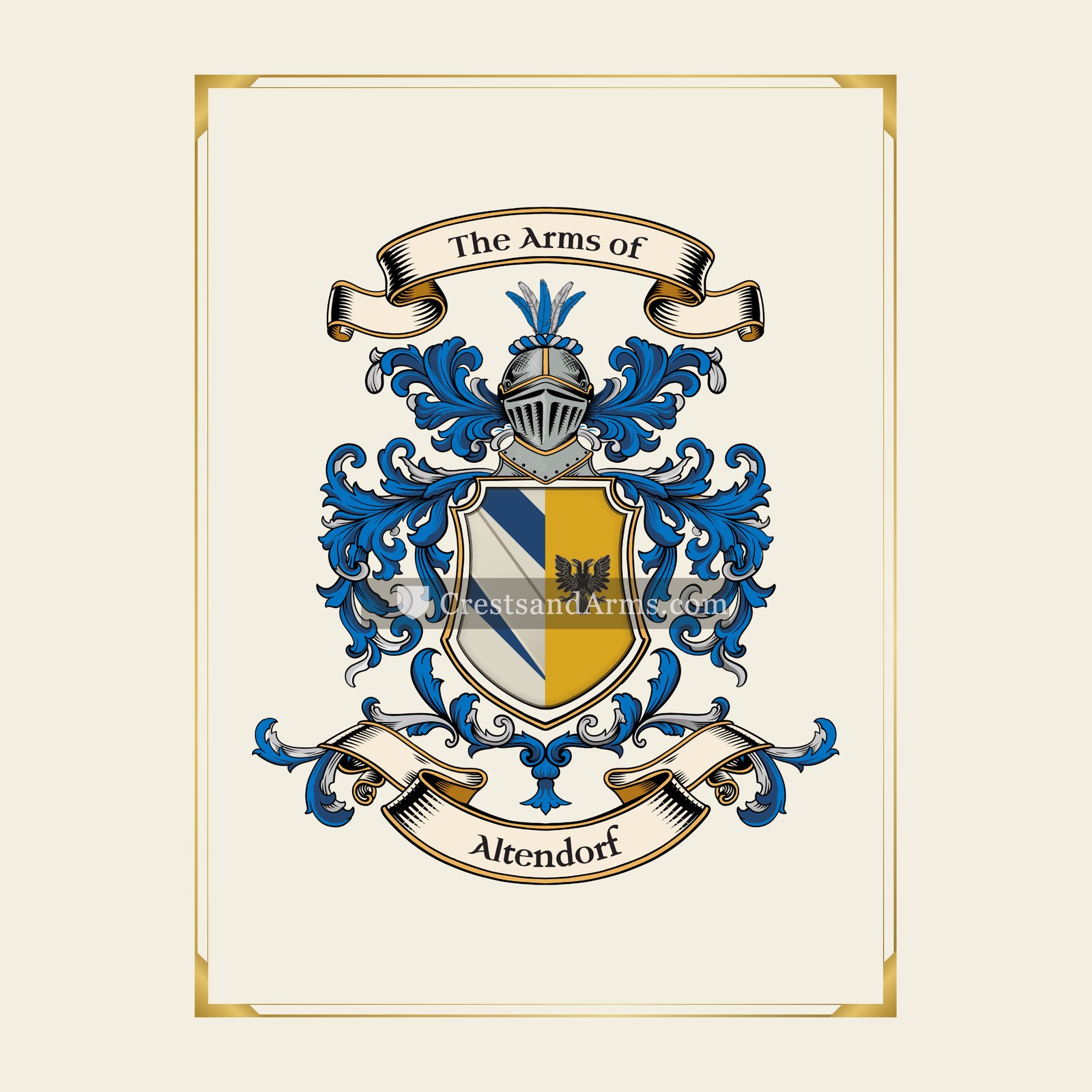 With gold border