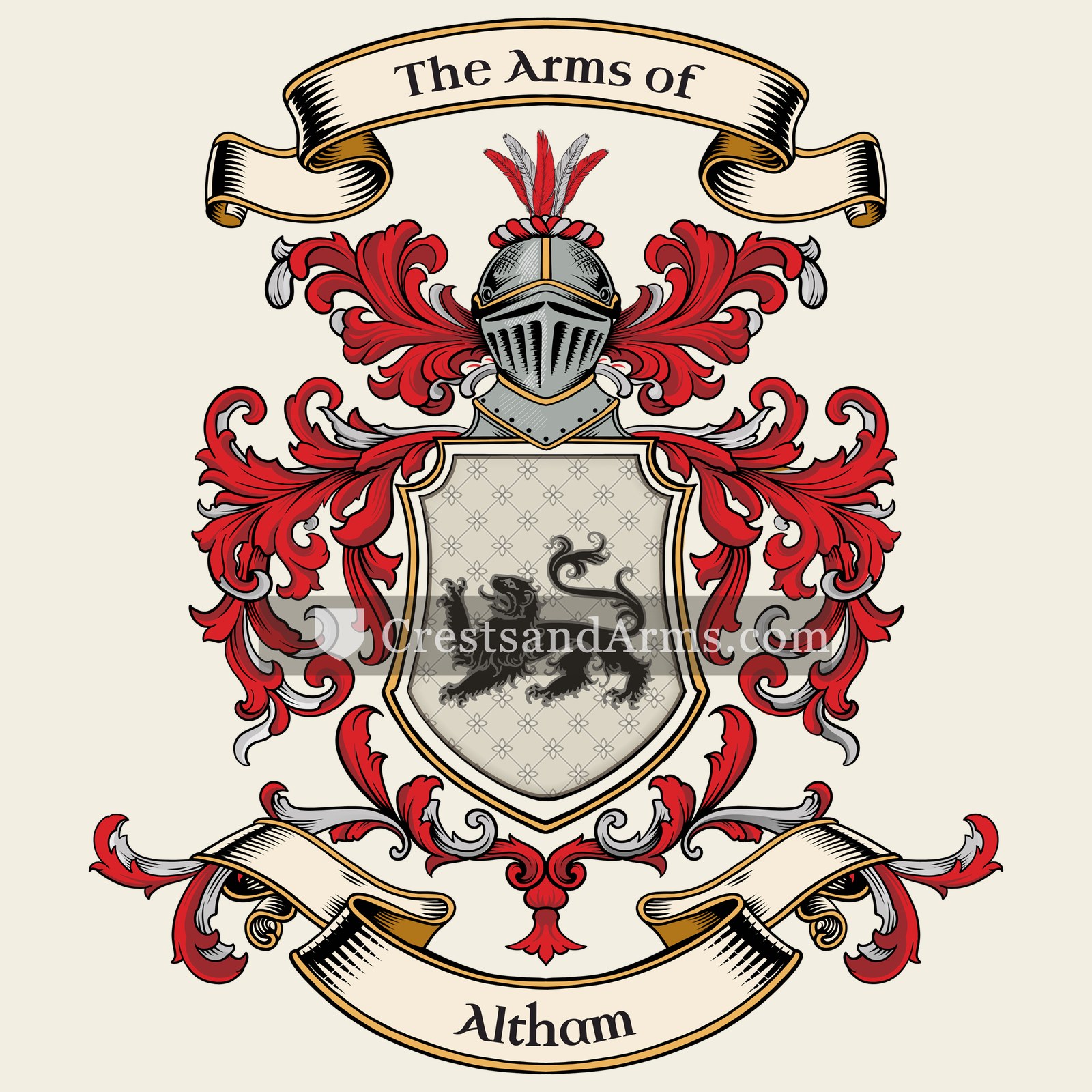 The Altham coat of arms, drawn from the recorded blazon