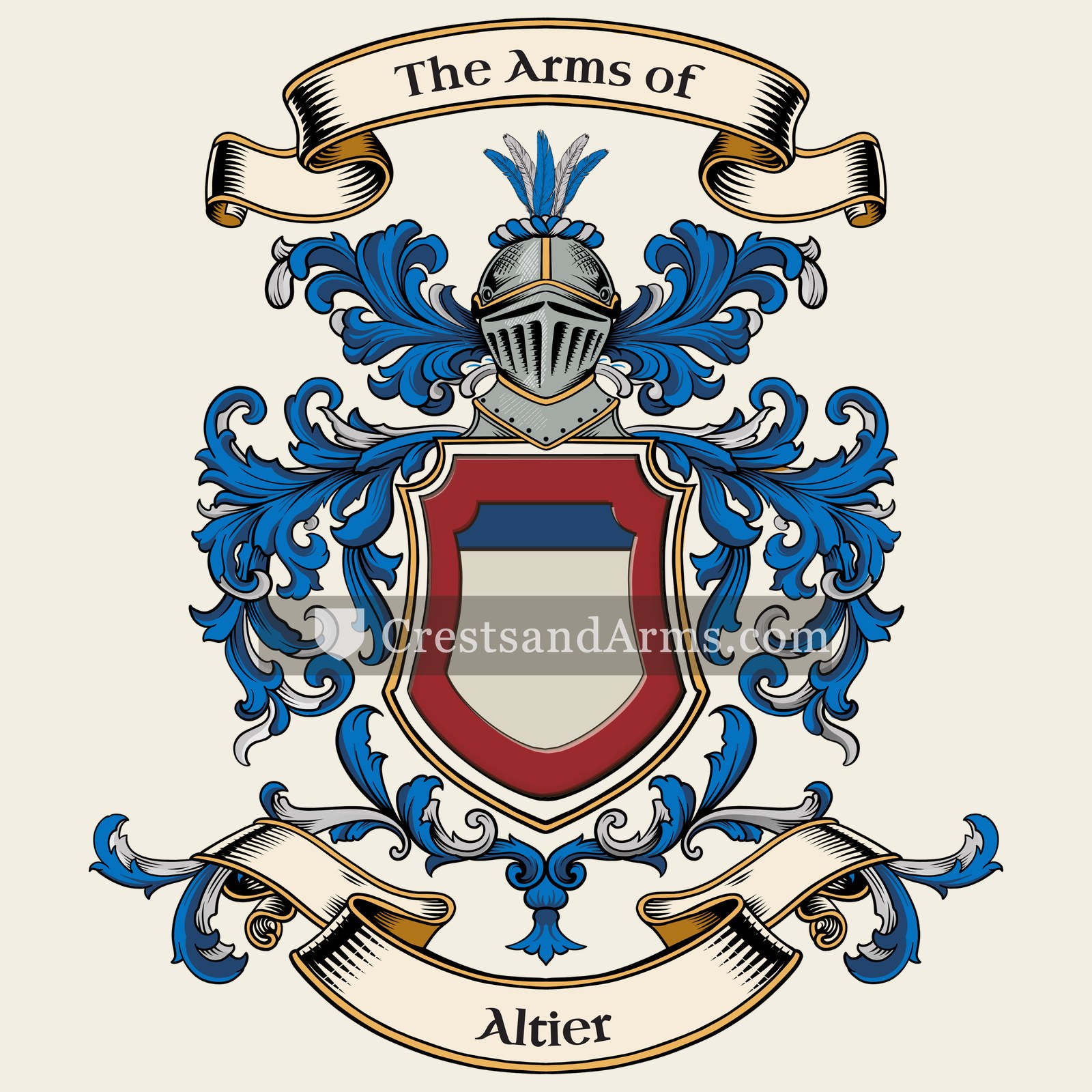 The Altier coat of arms, drawn from the recorded blazon