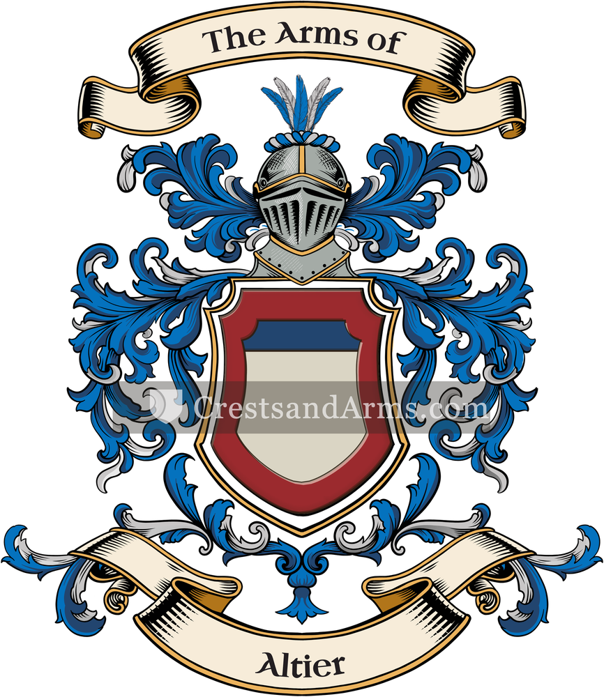 The Altier coat of arms, drawn from the recorded blazon