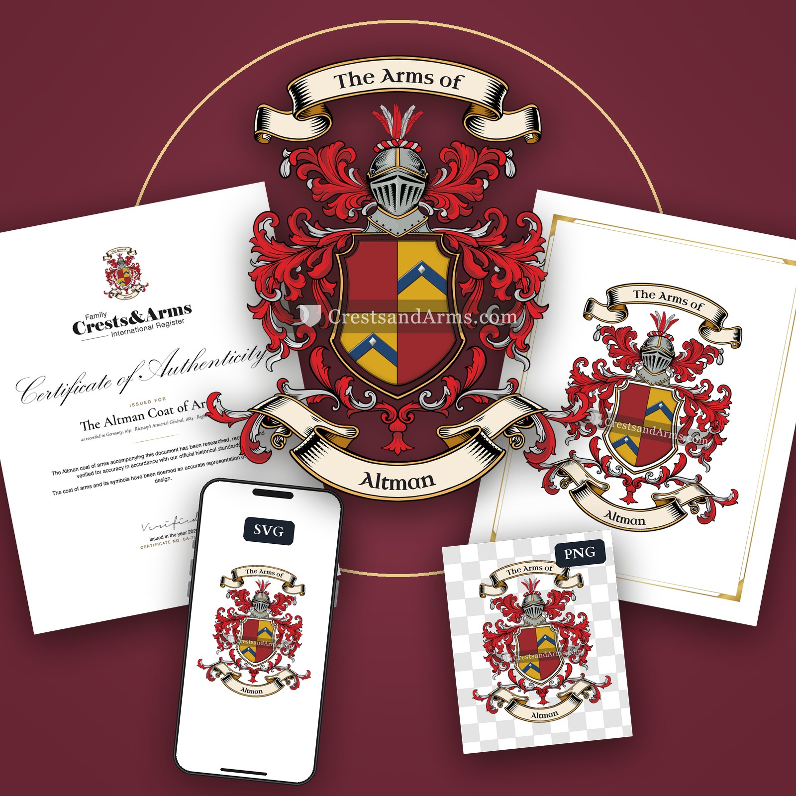 The Altman arms on the coat of arms — digital pack