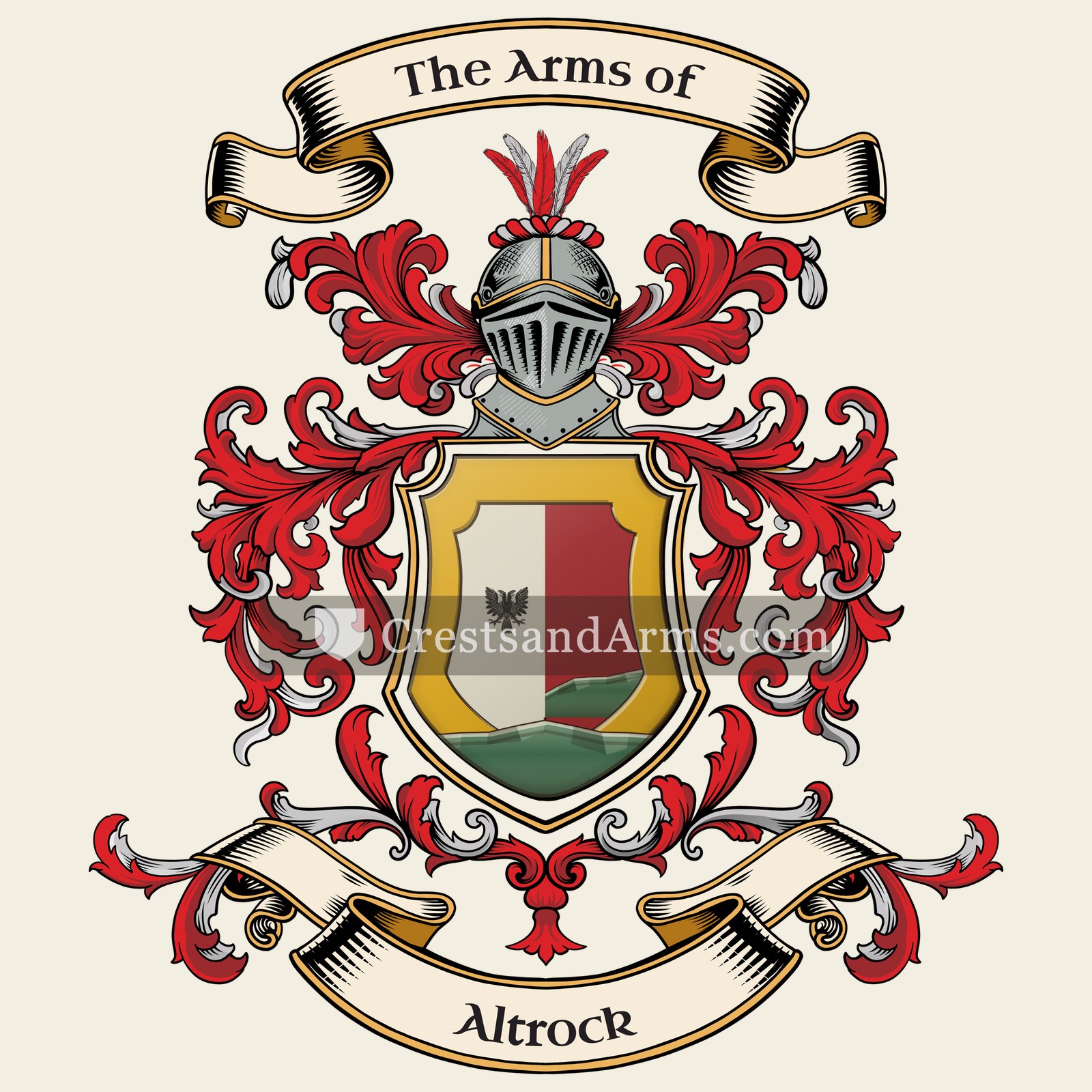 The Altrock coat of arms, drawn from the recorded blazon