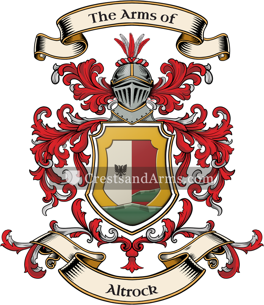 The Altrock coat of arms, drawn from the recorded blazon