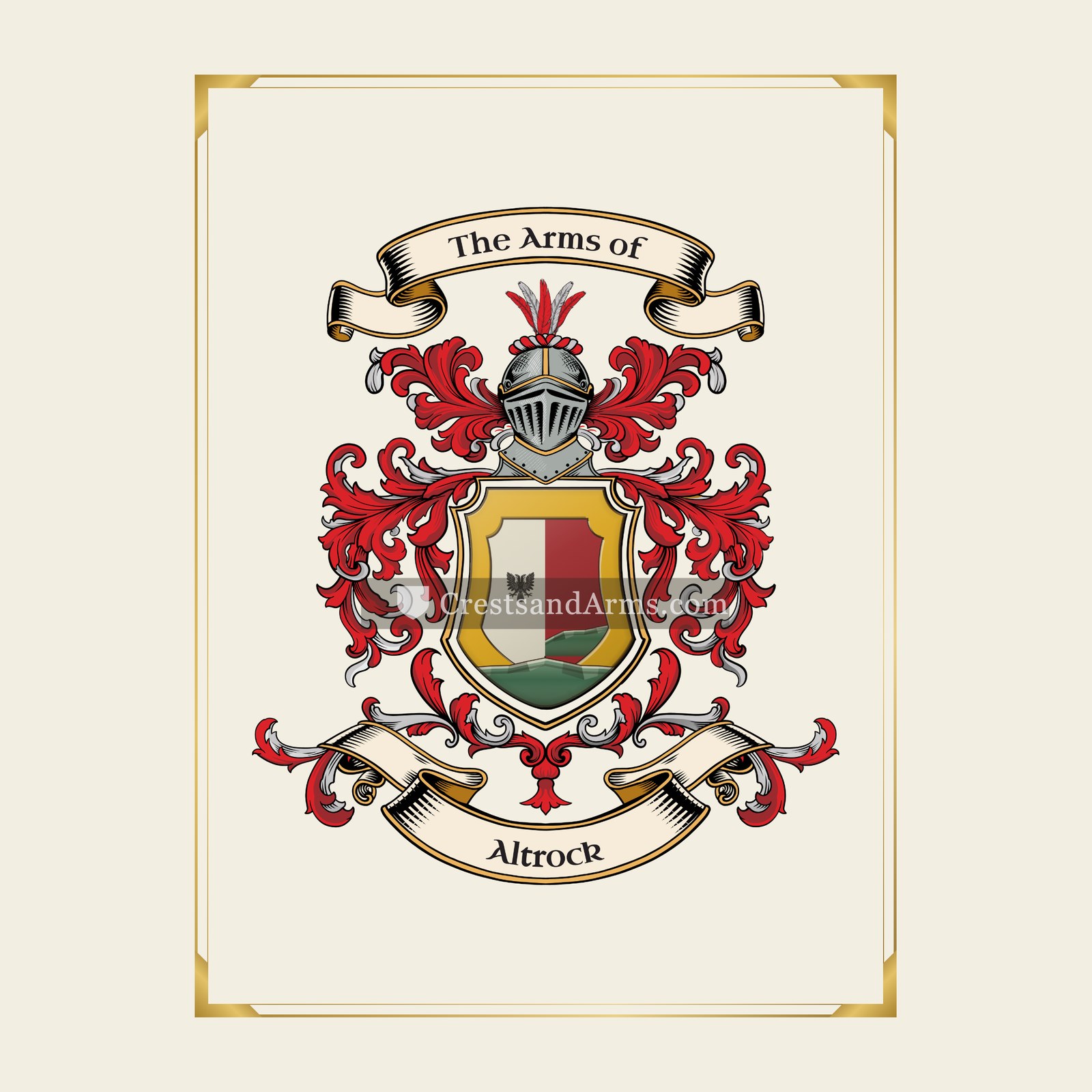 With gold border