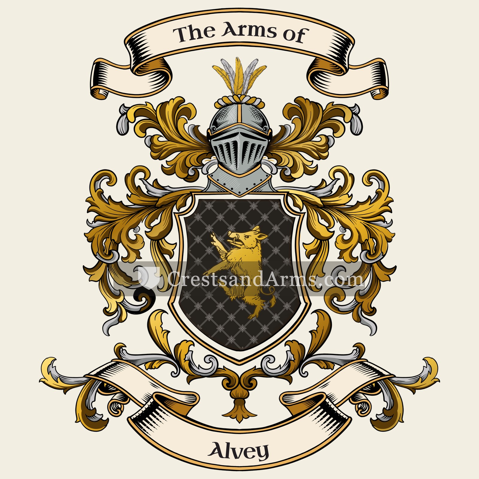 The Alvey coat of arms, drawn from the recorded blazon