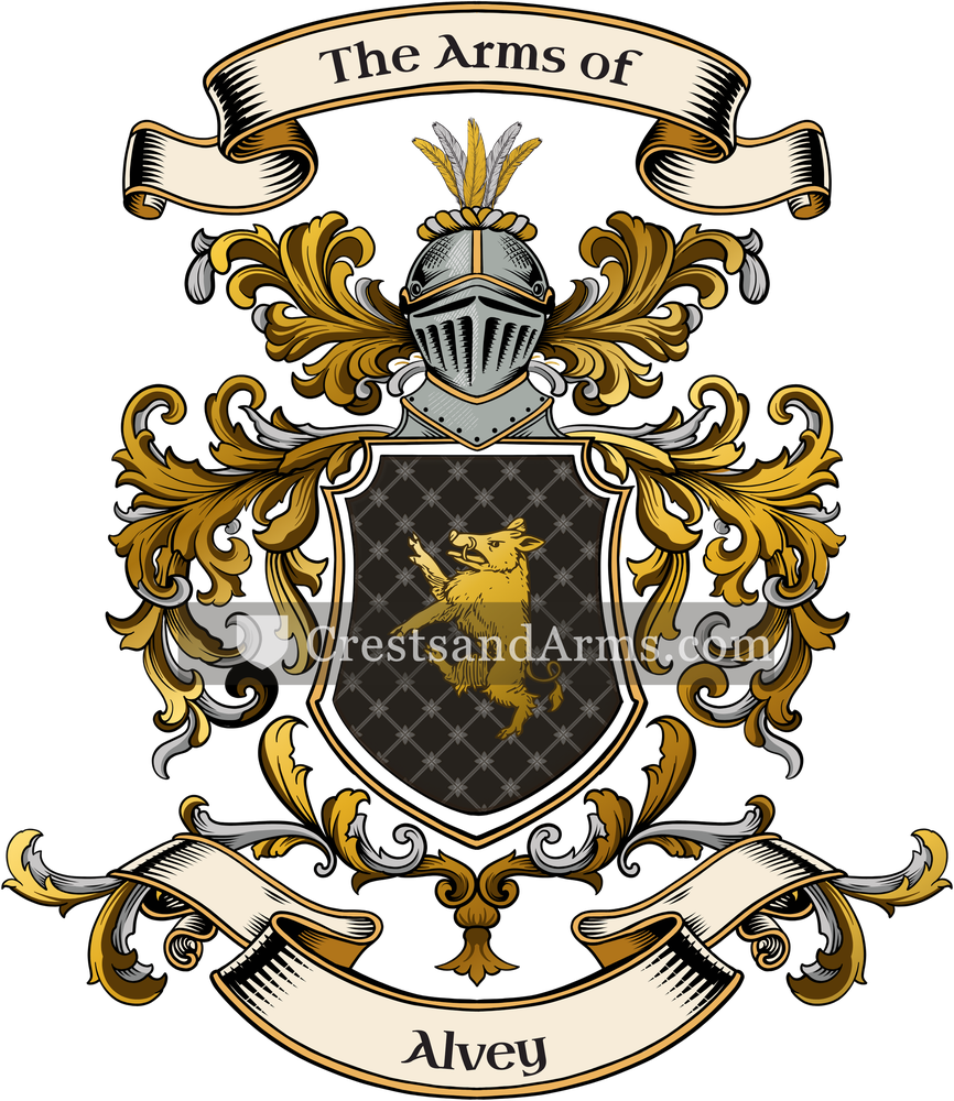 The Alvey coat of arms, drawn from the recorded blazon