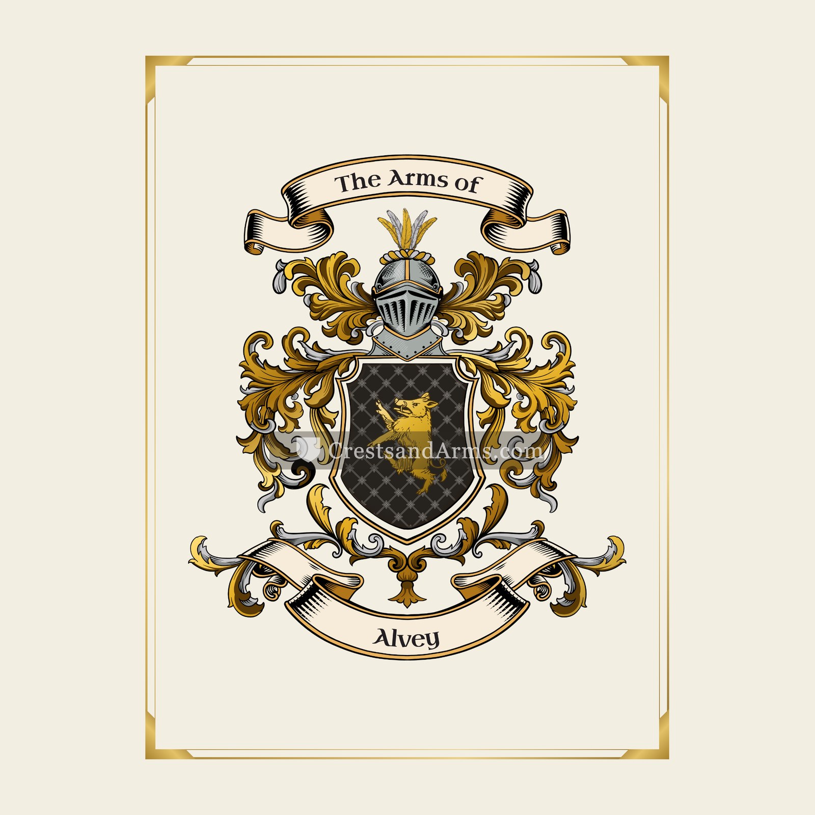 With gold border