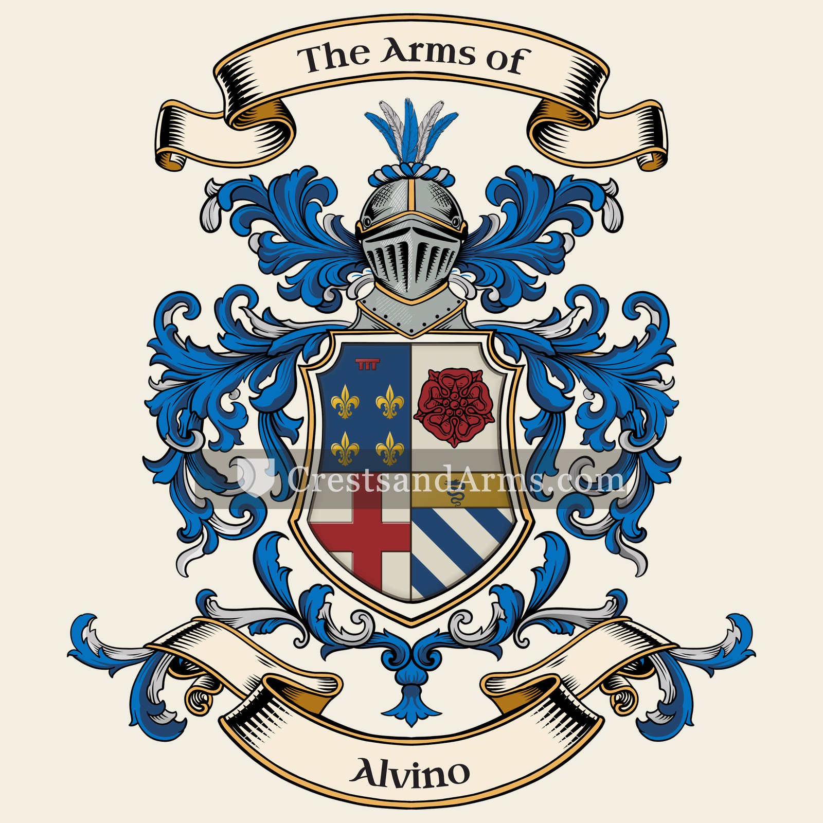 The Alvino coat of arms, drawn from the recorded blazon