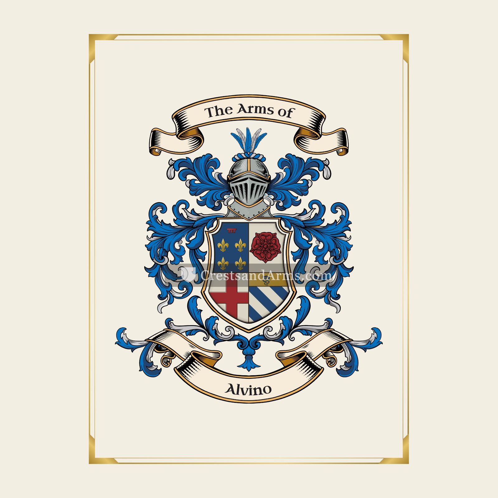 With gold border