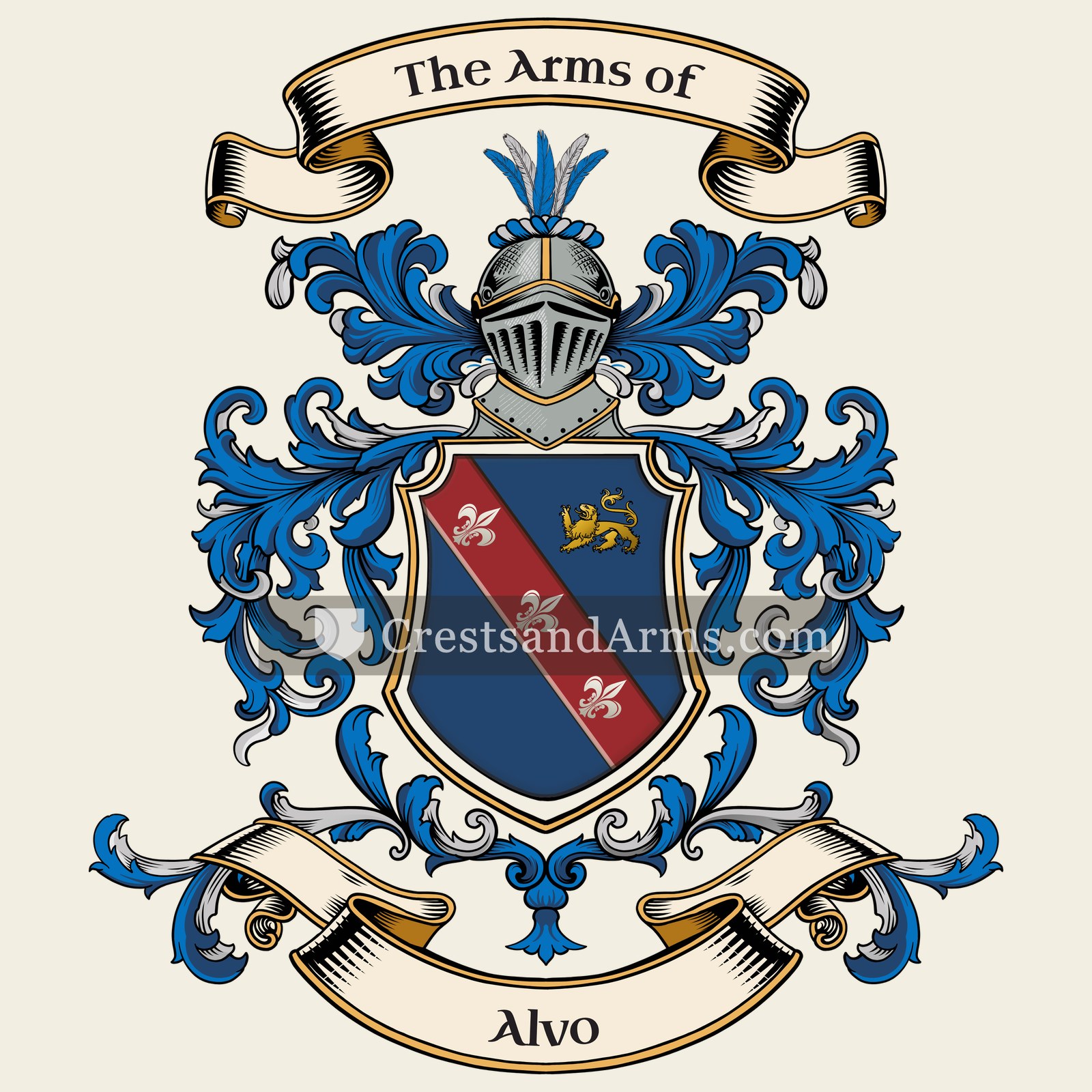 The Alvo coat of arms, drawn from the recorded blazon